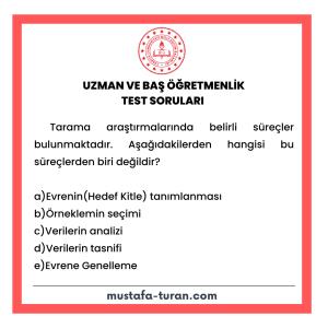 Uzman ve Baş Öğretmenlik Test Soruları 4. Modül 1. Test