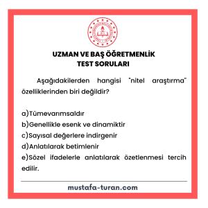 Uzman ve Baş Öğretmenlik Test Soruları 4. Modül 1. Test